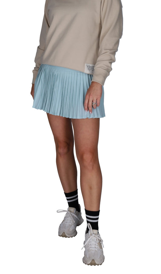 Coastal Blue Varsity High-Rise Pleated Tennis Skirt