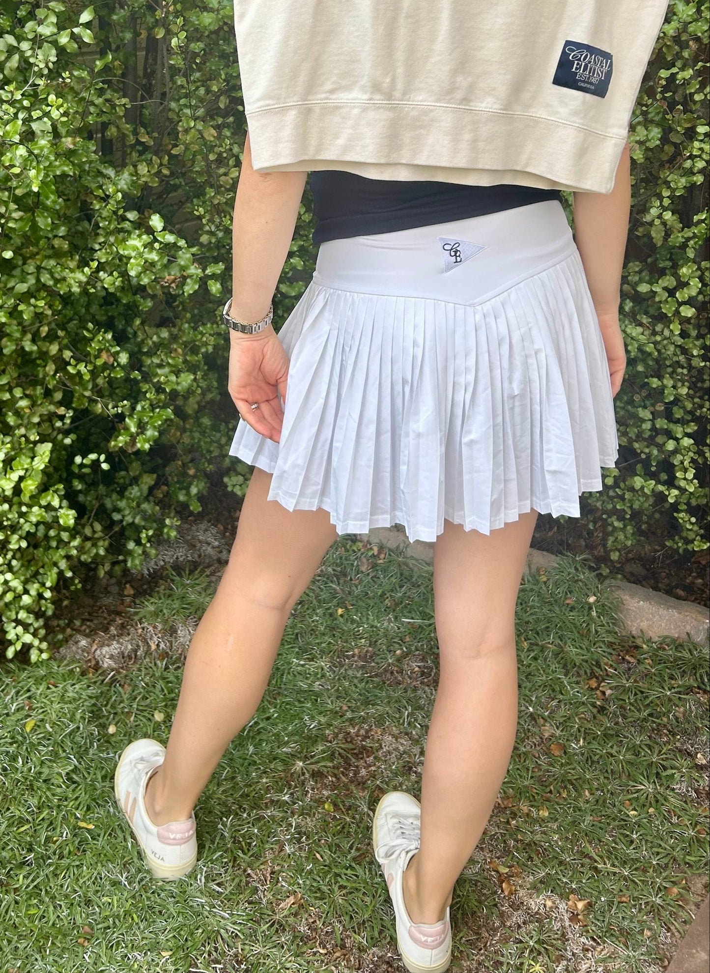 White Varsity High-Rise Pleated Tennis Skirt